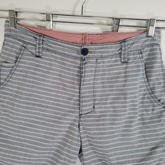 HOWE Reversible Grey Stripe / Red Bermuda Shorts Size 32 Inseam 9" Cotton Medium - Picture 6 of 10